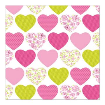 Servetten, 3-laags 1/4 vouw 33 cm x 33 cm "Sweetheart"