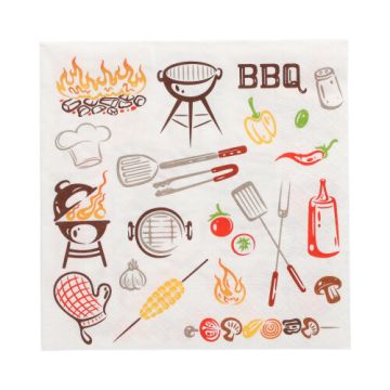 Servetten 3-laags 1/4 vouw 33 x 33 cm FSC "Time for BBQ"