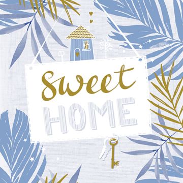 Servetten 3-laags 1/4 vouw 33 cm x 33 cm blauw "Sweet Home"