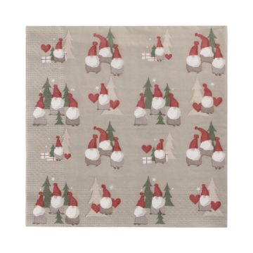 Servetten 3-laags 1/4 vouw 33 cm x 33 cm "Tomte"