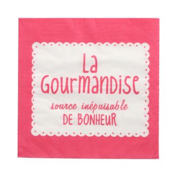 Servetten 3-laags 1/4 vouw 33 cm x 33 cm fuchsia "La Gourmandise"