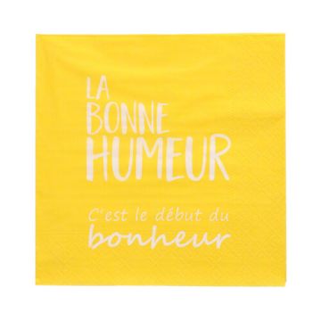 Servetten 3-laags 1/4 vouw 33 cm x 33 cm geel "La Bonne Humeur"