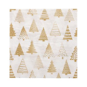 Servetten 3-laags 1/4 vouw 33 cm x 33 cm goud "Pine Forest"