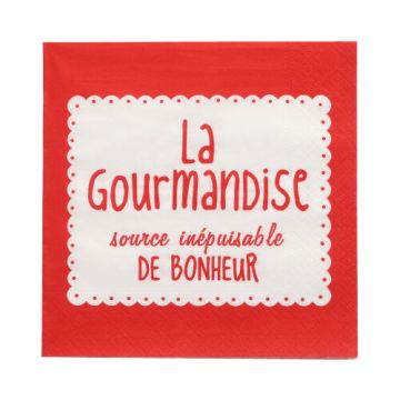 Servetten 3-laags 1/4 vouw 33 cm x 33 cm rood "La Gourmandise"