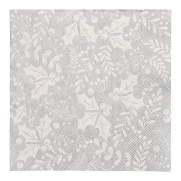 Servetten 3-laags 1/4 vouw 40 cm x 40 cm zilver "Houx et Gui"