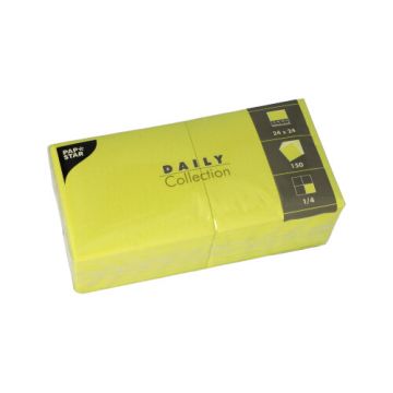 Servetten "DAILY Collection" 1/4 vouw 24 cm x 24 cm FSC limoengroen