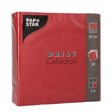 Servetten "DAILY Collection" 1/4 vouw 32 cm x 32 cm FSC bordeaux