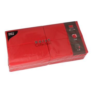 Servetten "DAILY Collection" 1/8 vouw 32 cm x 32 cm FSC rood