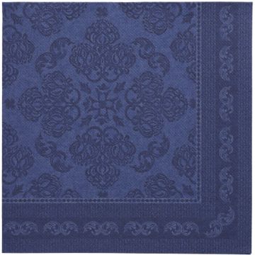 Servetten "ROYAL Collection" 1/4 vouw 40 cm x 40 cm donkerblauw "Arabesque"