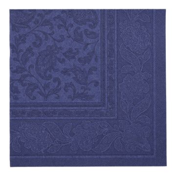 Servetten "ROYAL Collection" 1/4 vouw 40 cm x 40 cm donkerblauw "Ornaments"