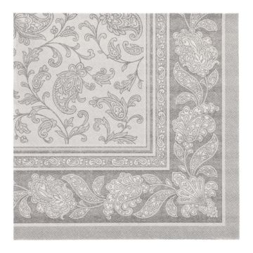 Servetten "ROYAL Collection" 1/4 vouw 40 cm x 40 cm grijs "Ornaments"