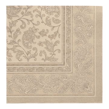 Premium servetten "ROYAL Collection" 1/4 vouw 40 x 40 cm zand "Ornaments"