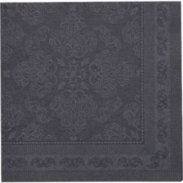 Servetten "ROYAL Collection" 1/4 vouw 40 cm x 40 cm zwart "Arabesque"