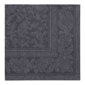Servetten "ROYAL Collection" 1/4 vouw 40 cm x 40 cm zwart "Ornaments"