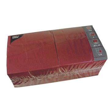 Servetten, 3-laags 1/4 vouw 40 cm x 40 cm bordeaux