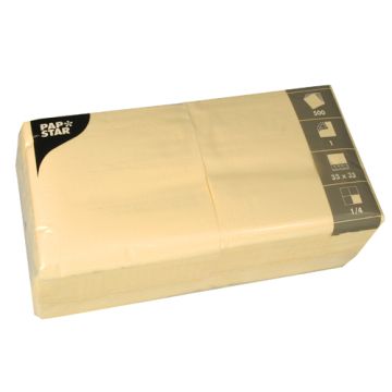 Servetten, 1-laags 1/4 vouw 33 cm x 33 cm creme