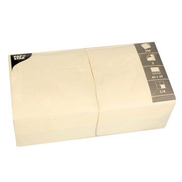 Servetten, 3-laags 1/4 vouw 40 cm x 40 cm creme