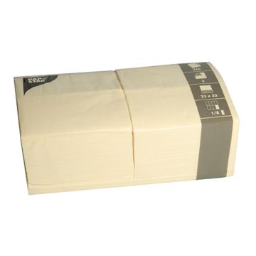 Servetten, 3-laags 1/8-vouw 33 cm x 33 cm creme