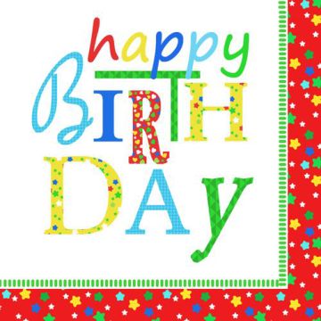 Verjaardag servetten 3-laags 1/4 vouw 33 cm x 33 cm FSC "Happy Birthday"