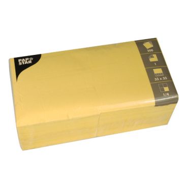 Servetten, 1-laags 1/4 vouw 33 cm x 33 cm geel