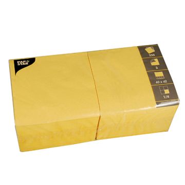 Servetten, 3-laags 1/4 vouw 40 cm x 40 cm geel