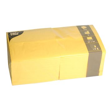 Servetten, 3-laags 1/8-vouw 33 cm x 33 cm geel