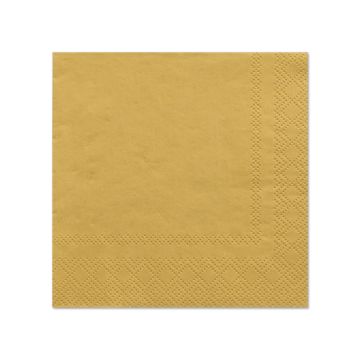Servetten, 3-laags 1/4 vouw 25 cm x 25 cm goud
