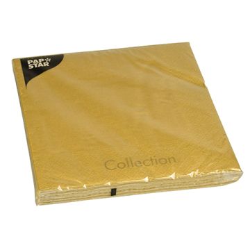 Servetten, 3-laags 1/4 vouw 40 cm x 40 cm goud