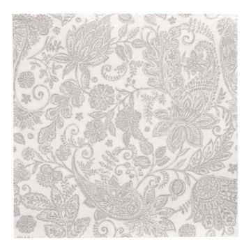 Servetten "ROYAL Collection" 1/4 vouw 40 cm x 40 cm grijs "Paisley"