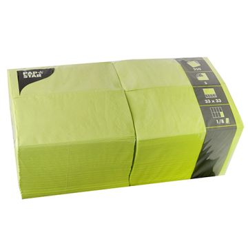 Servetten, 3-laags 1/8 vouw 33 cm x 33 cm lime