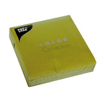 Servetten, 3-laags 1/4 vouw 33 cm x 33 cm olijfgroen