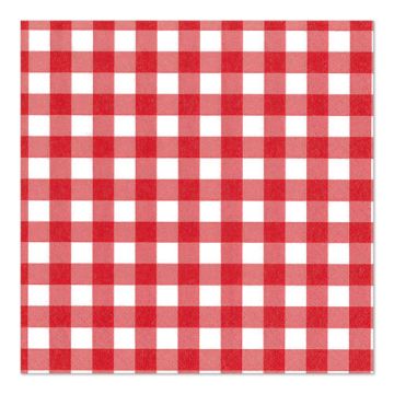 Servetten 3-laags 1/4 vouw 33 cm x 33 cm rood "Vichy Karo"