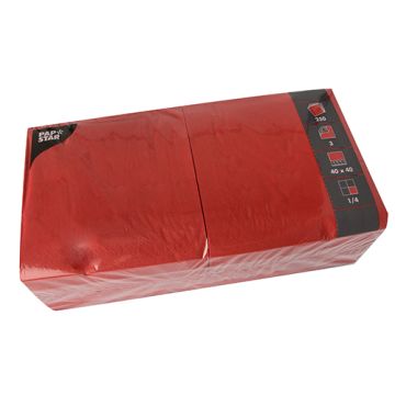 Servetten, 3-laags 1/4 vouw 40 cm x 40 cm rood