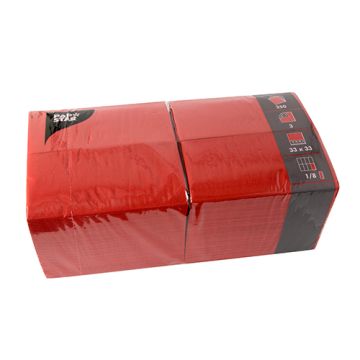 Servetten, 3-laags 1/8-vouw 33 cm x 33 cm rood
