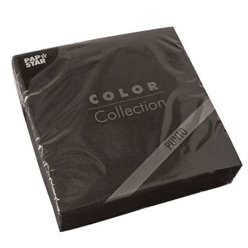 Servetten, 2-laags "PUNTO" 1/4 vouw 38 cm x 38 cm zwart micro reliëf
