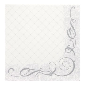 Servetten "ROYAL Collection" 1/4 vouw 40 cm x 40 cm zilver "Megan"