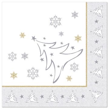 Servetten "ROYAL Collection" 1/4 vouw 40 cm x 40 cm zilver "X-Mas Elegance"