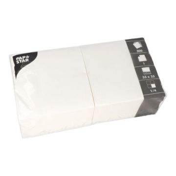 Servetten, 1-laags 1/4 vouw 33 cm x 33 cm wit