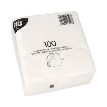 Servetten, 1-laags 1/4 vouw 33 cm x 33 cm wit
