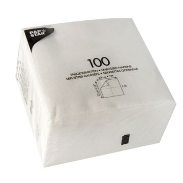 Servetten, 1-laags 1/4 vouw 33 cm x 33 cm wit