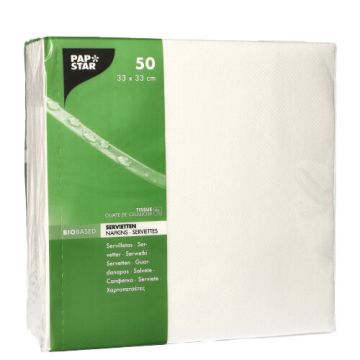 Servetten, 2-laags 1/4 vouw 33 cm x 33 cm wit