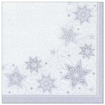 Servetten "ROYAL Collection" 1/4 vouw 40 cm x 40 cm wit "Just Stars"
