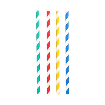 Shake rietjes, papier Ø 8 mm · 21 cm assorti kleuren "Stripes"