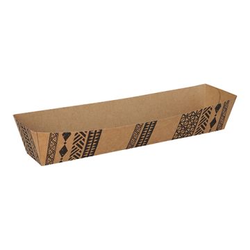 Snackbakje frikandelbakje A16 karton 5 x 20 cm bruin FSC "Maori"