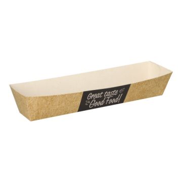 Snackbakje A16 karton "pure" 18,5 cm x 3,3 cm frikandelbakje