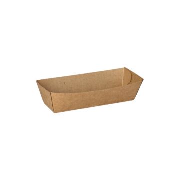 Snackbakje kroketbakje karton "pure" 5 x 12 cm bruin