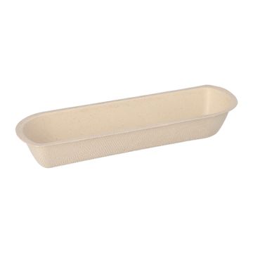 Bio snackbakje suikerriet 7,1 x 21 x 3,3 cm PFAS-vrij & plasticvrij frikandelbakje bagasse naturel