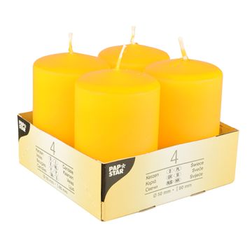 Stompkaarsen Ø 50 mm · 80 mm geel