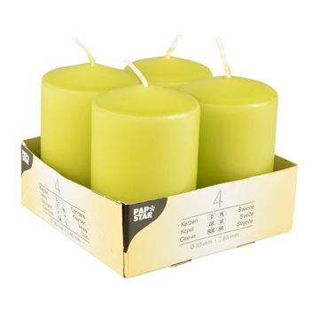 Stompkaarsen Ø 50 mm · 80 mm kiwi