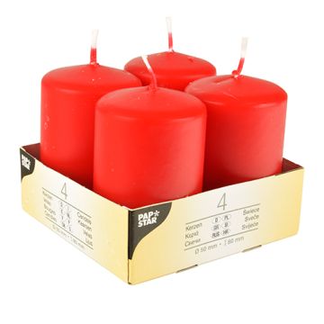 Stompkaarsen Ø 50 mm · 80 mm rood